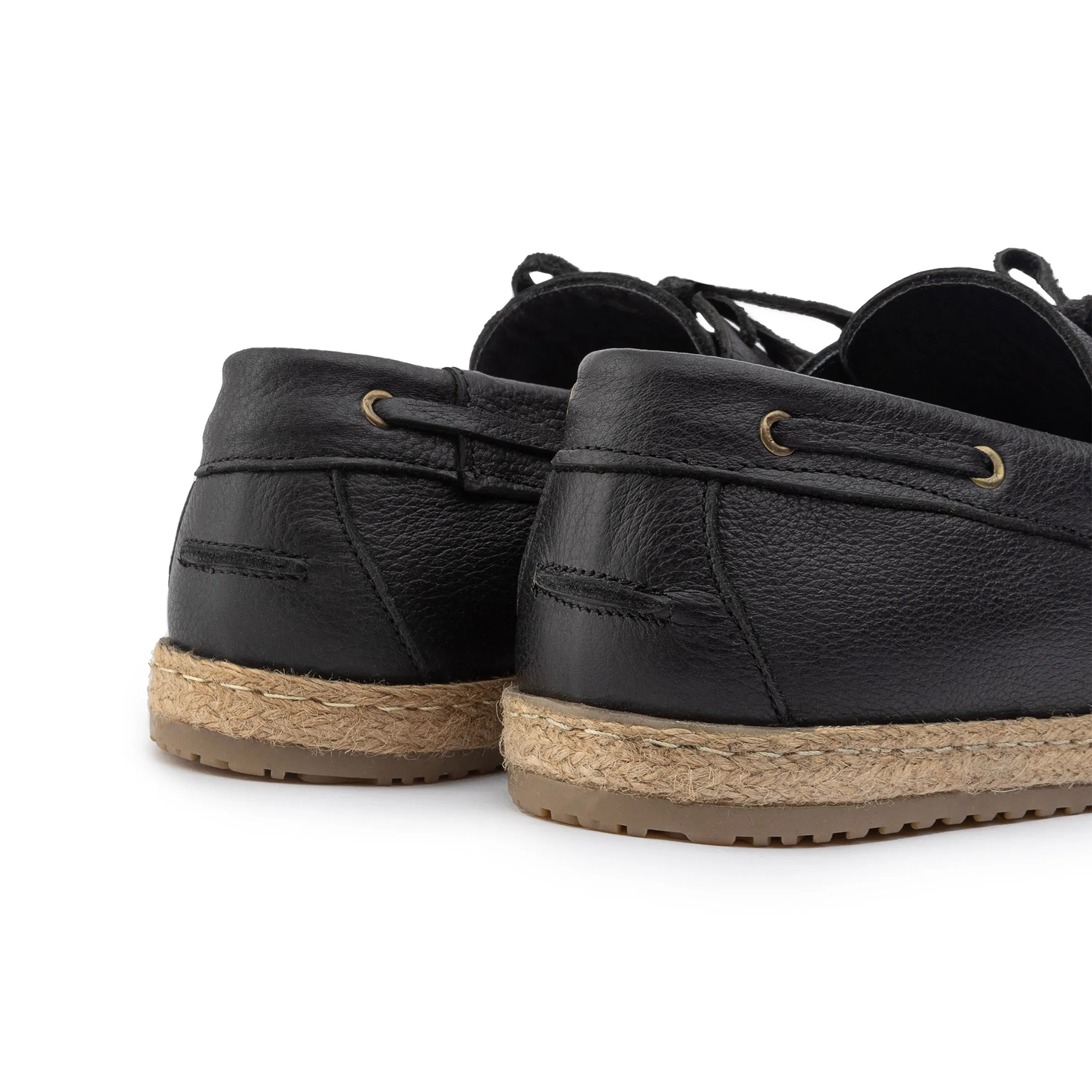 Achilles | Espadrille Boat - Leather Black