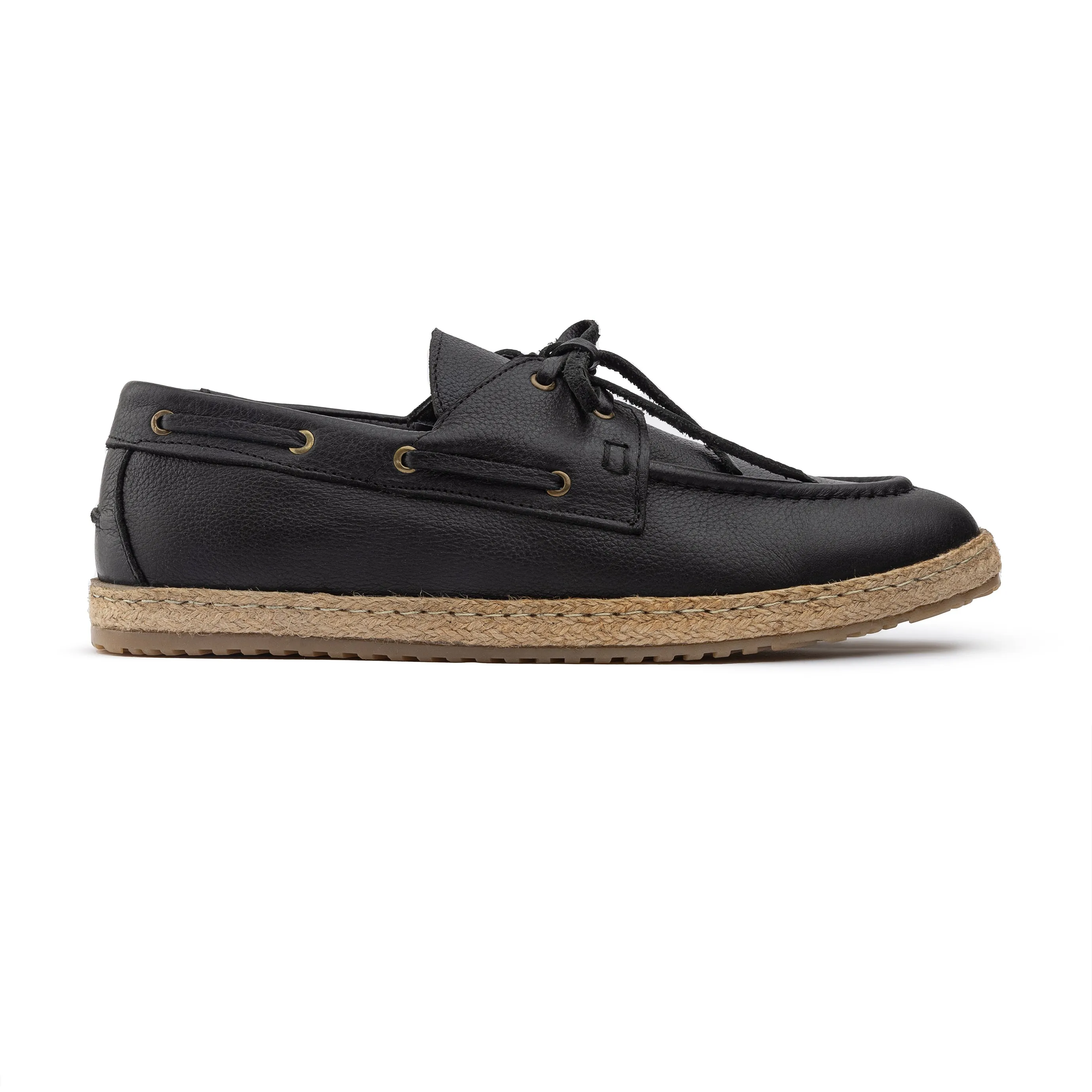 Achilles | Espadrille Boat - Leather Black