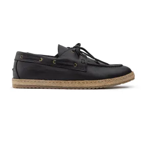 Achilles | Espadrille Boat - Leather Black
