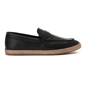 Achilles | Leather PENNY STRAP ESPADRILLES - Black
