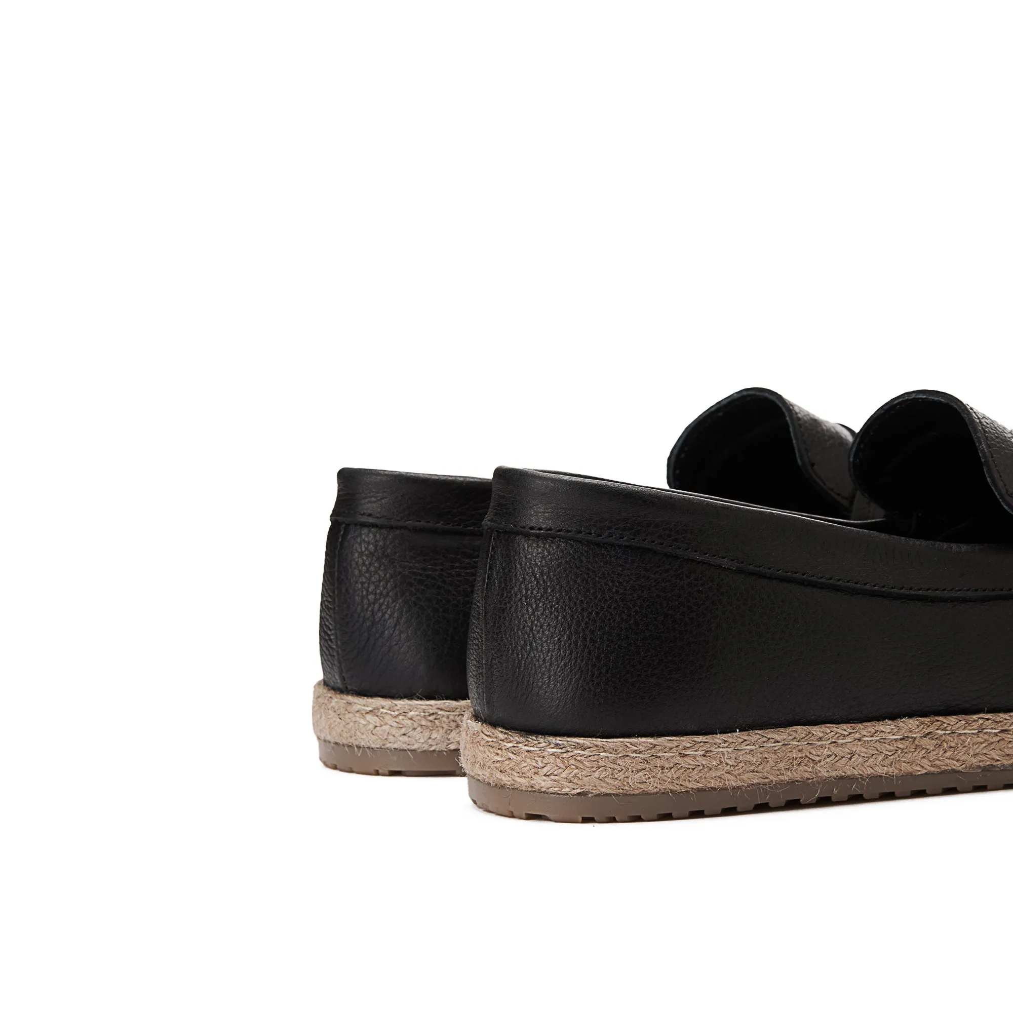 Achilles | Leather PENNY STRAP ESPADRILLES - Black