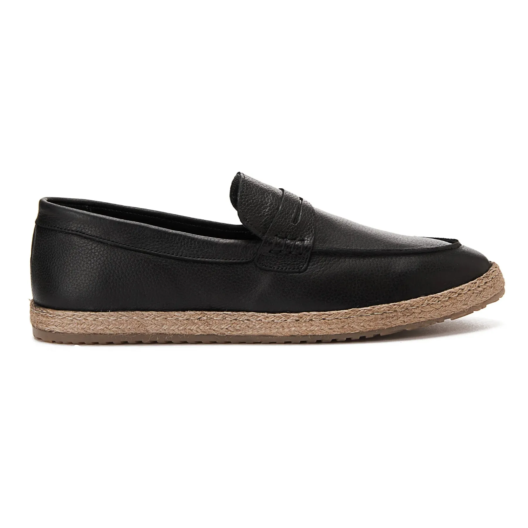 Achilles | Leather PENNY STRAP ESPADRILLES - Black
