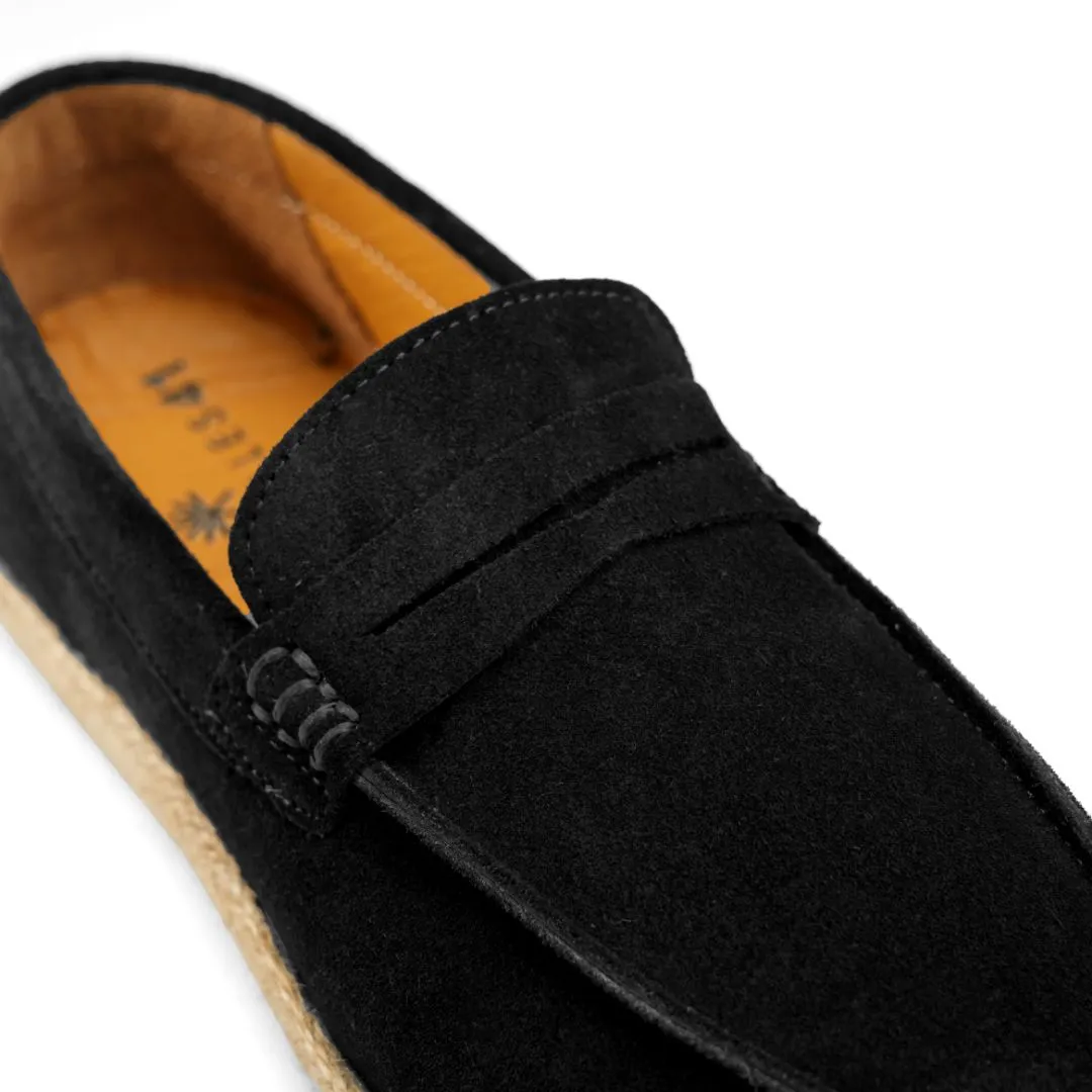 Achilles | PENNY STRAP ESPADRILLES -Suede Black
