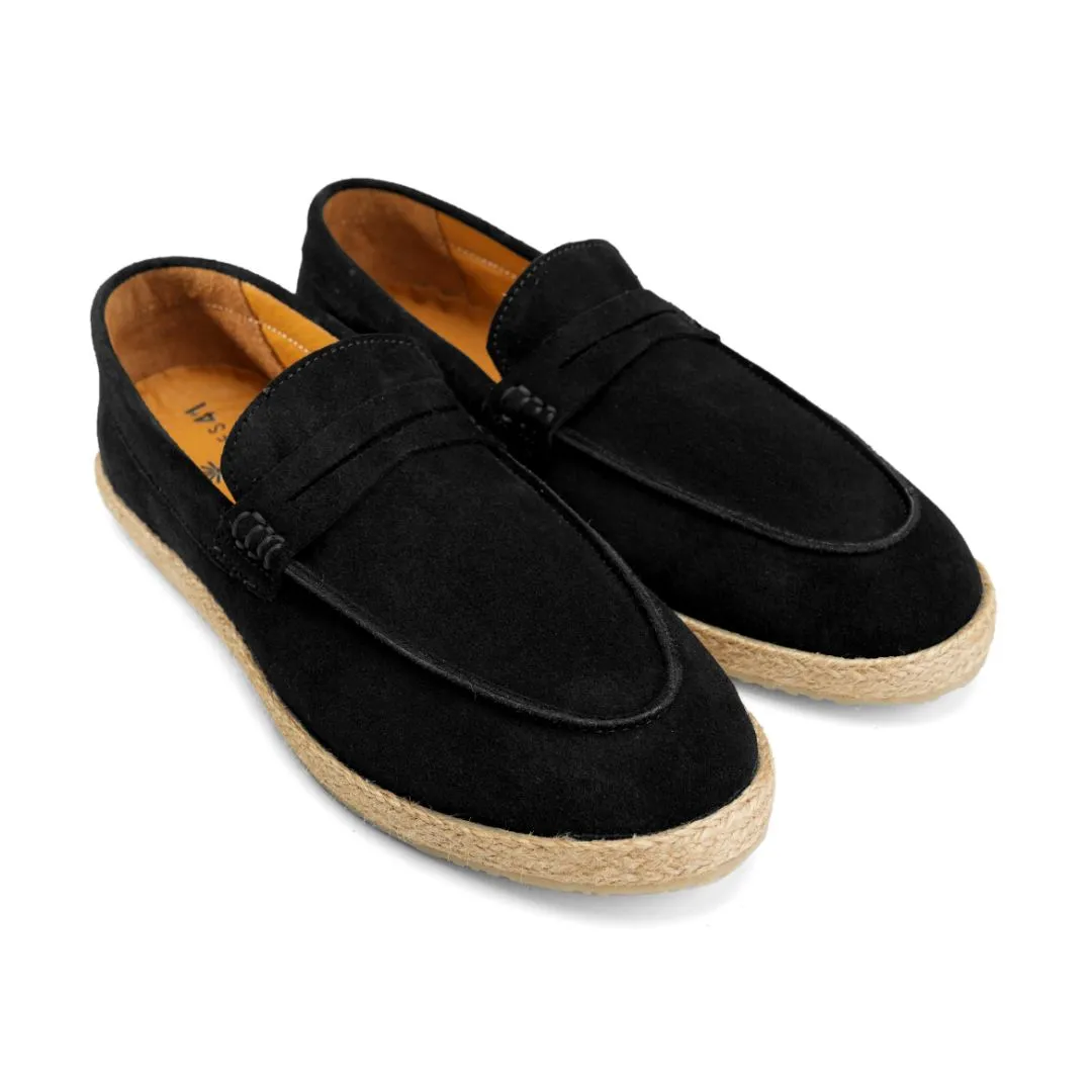Achilles | PENNY STRAP ESPADRILLES -Suede Black