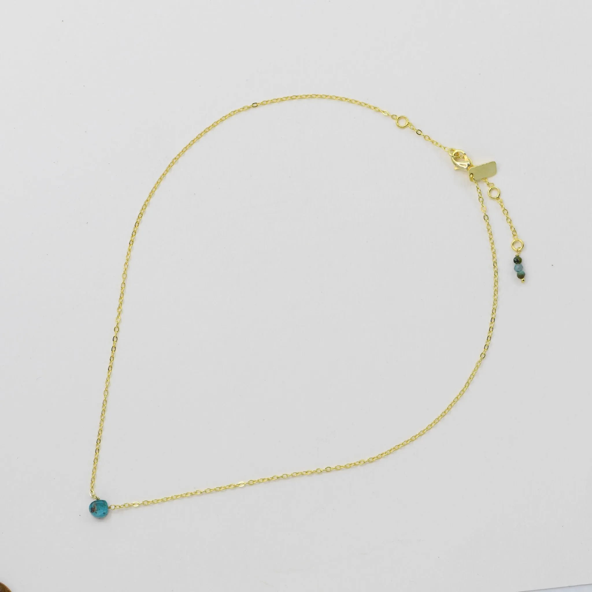 Chrysocolla Natural Nomad Necklace - Gold