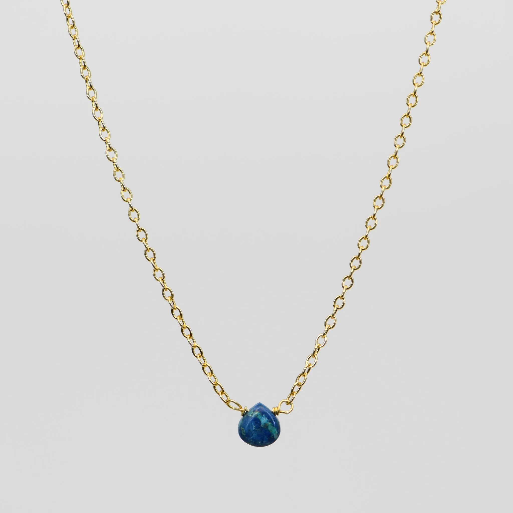 Chrysocolla Natural Nomad Necklace - Gold