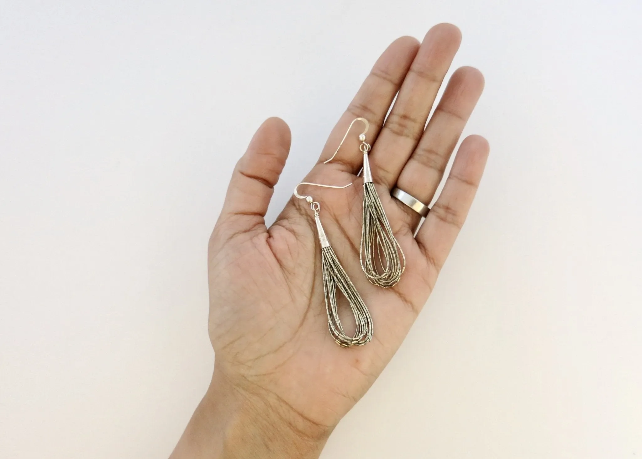 Ethereal, liquid silver Southwestern necklace & earrings set