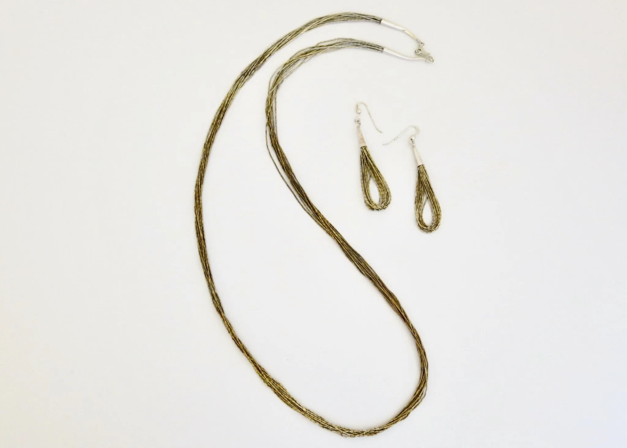 Ethereal, liquid silver Southwestern necklace & earrings set