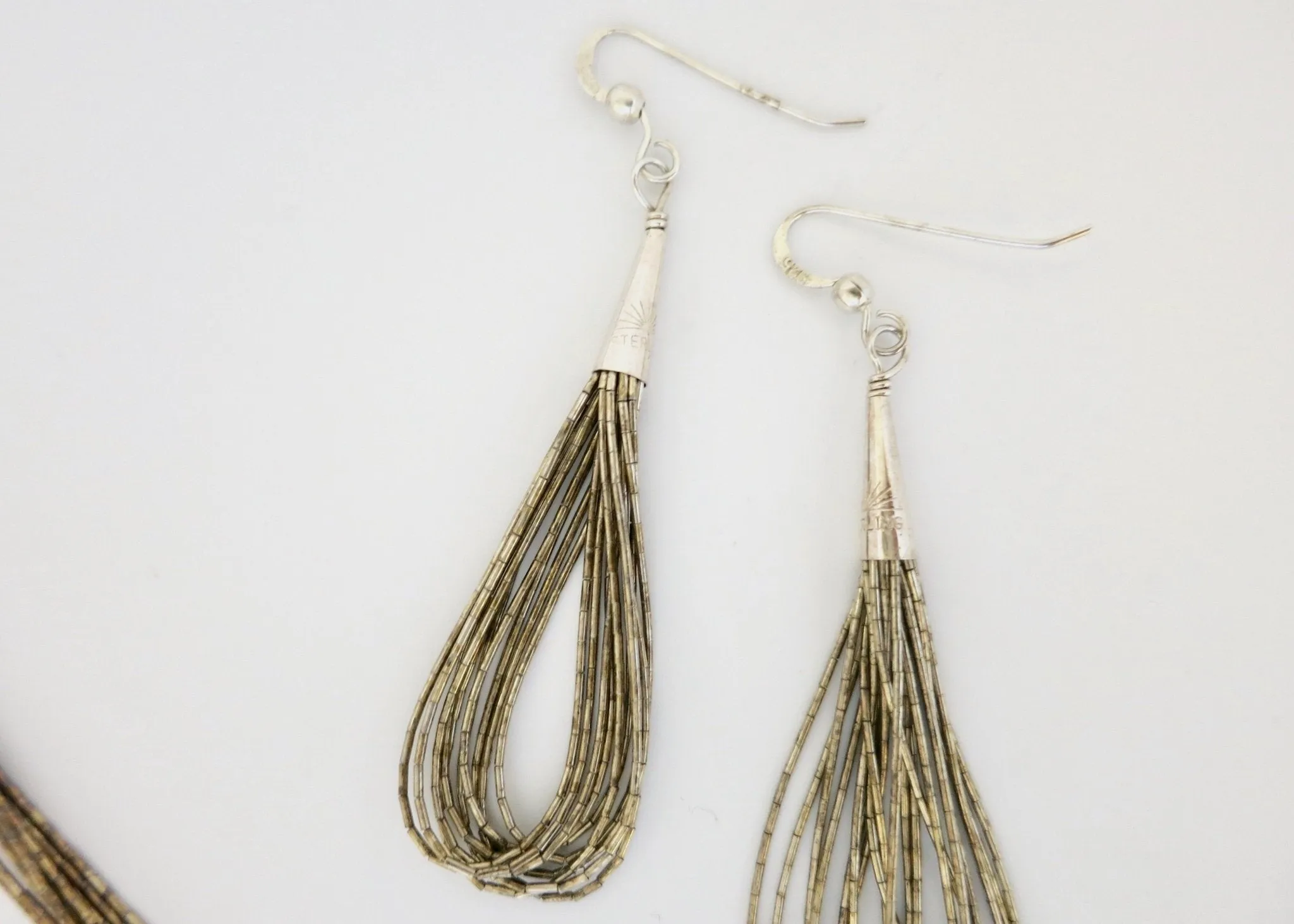 Ethereal, liquid silver Southwestern necklace & earrings set