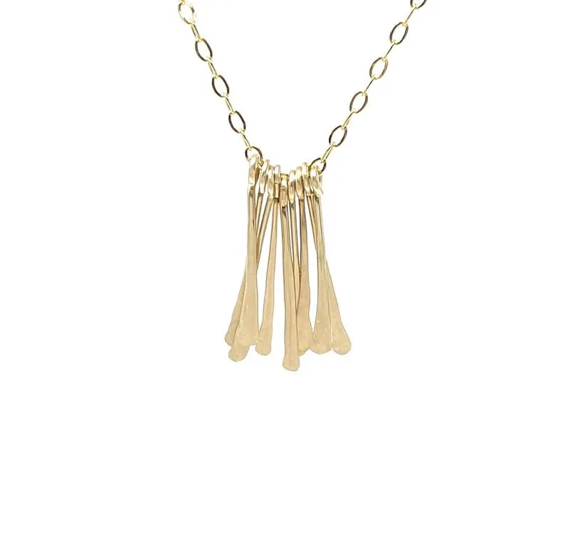 Hammered Fringe Bar Necklace