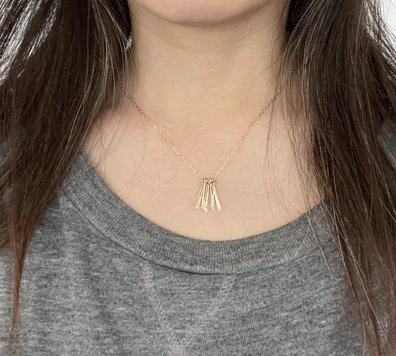 Hammered Fringe Bar Necklace