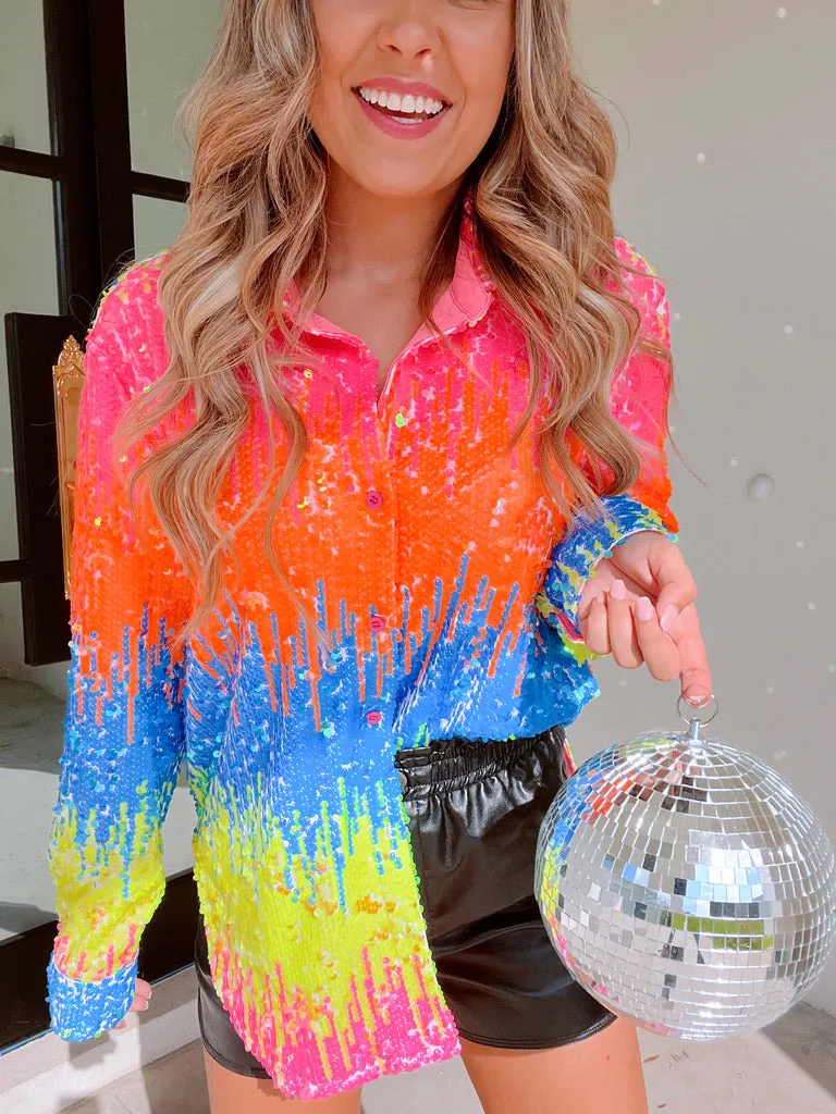 Light My Fire Neon Sequin Shirt