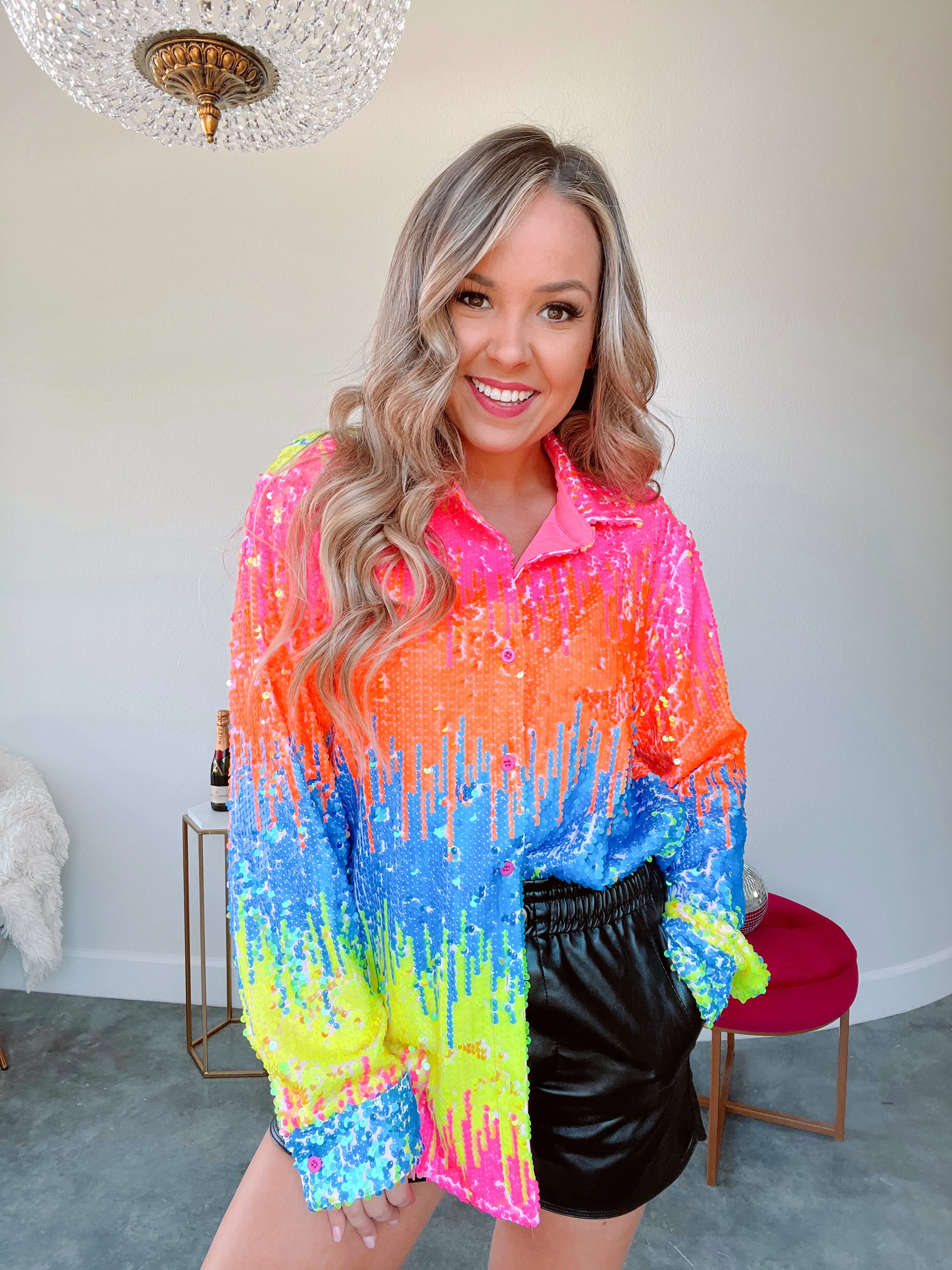 Light My Fire Neon Sequin Shirt