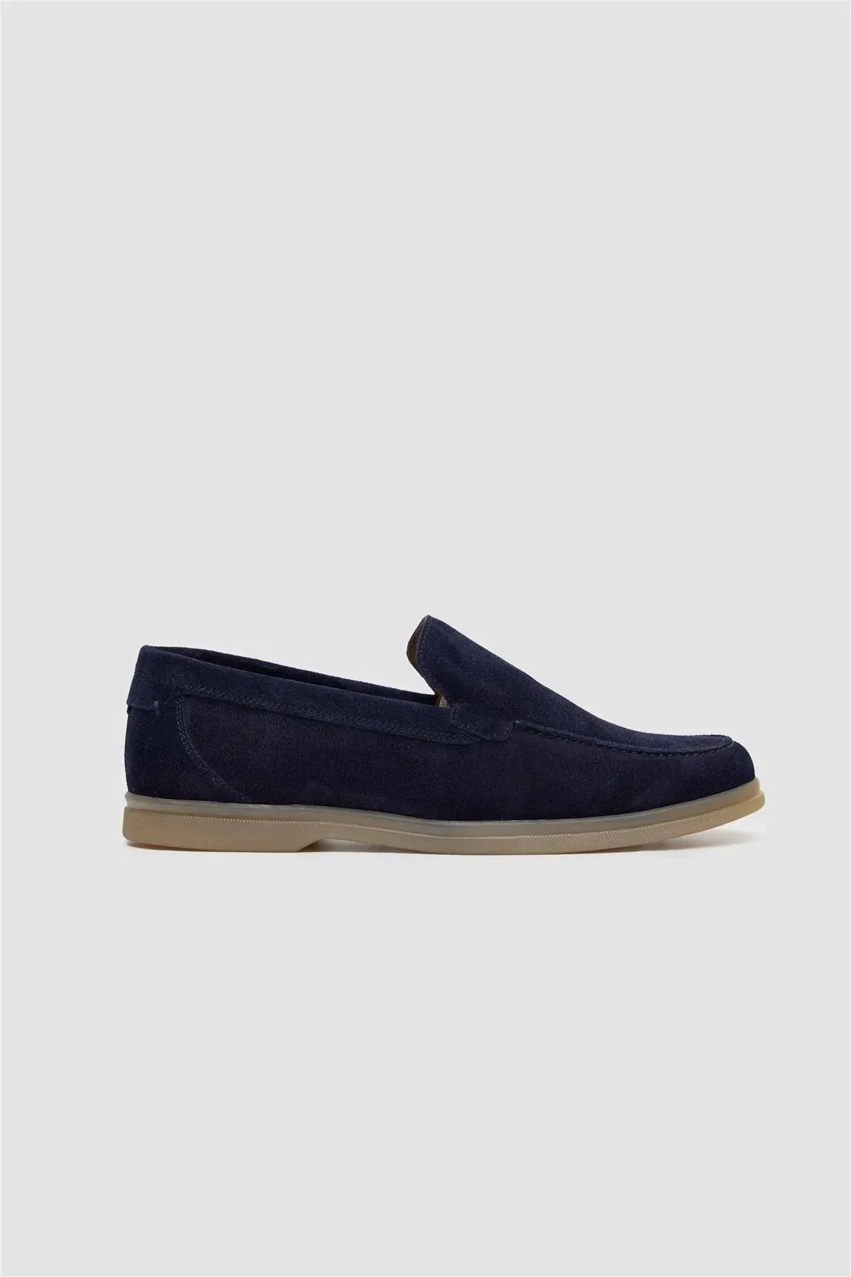 Men’s Suede Leather Moccasin Slip On Loafer Shoes - Breezy - Navy