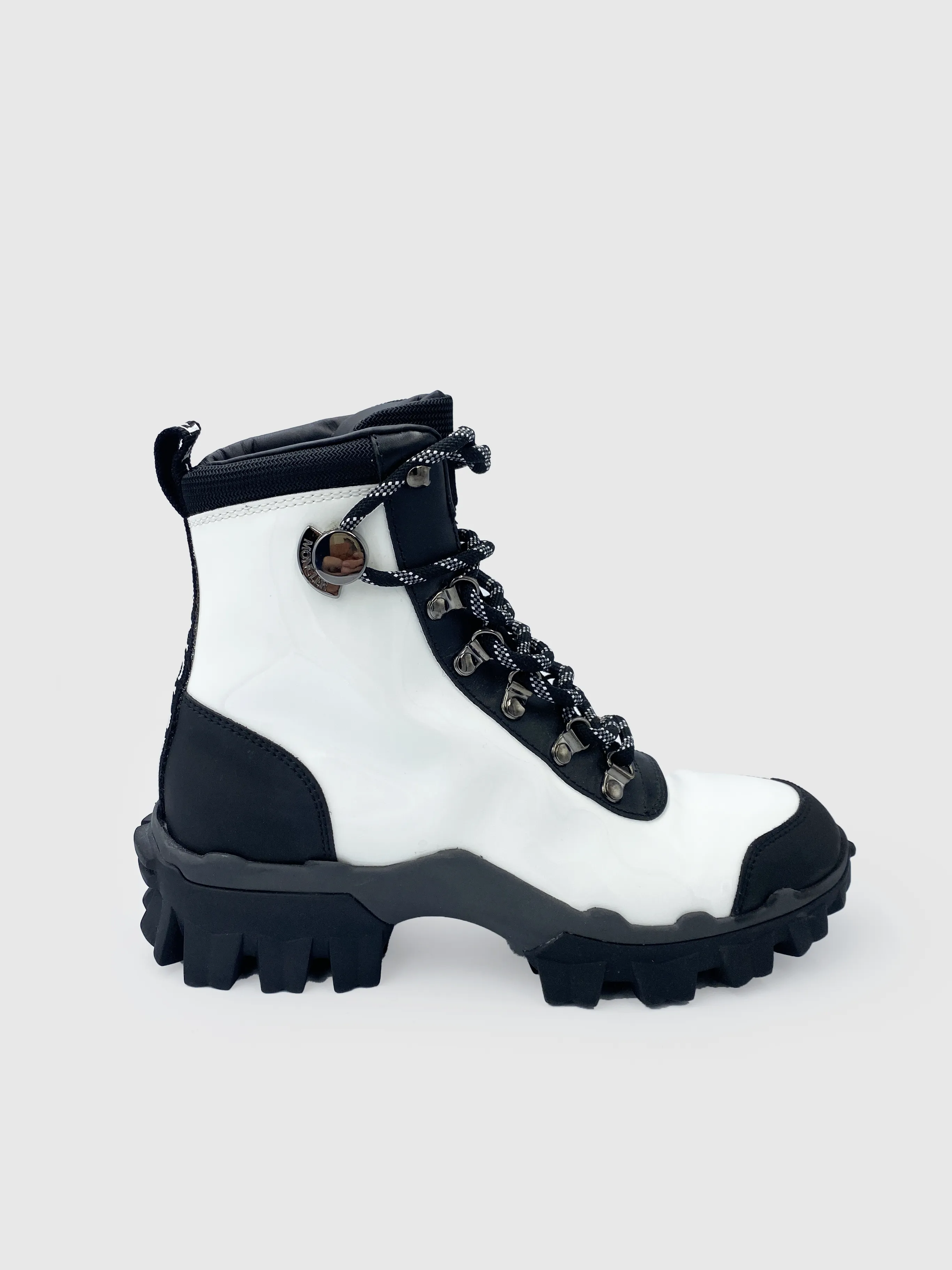 Moncler Black&White Patent Helis Hiking Boots - Size 5