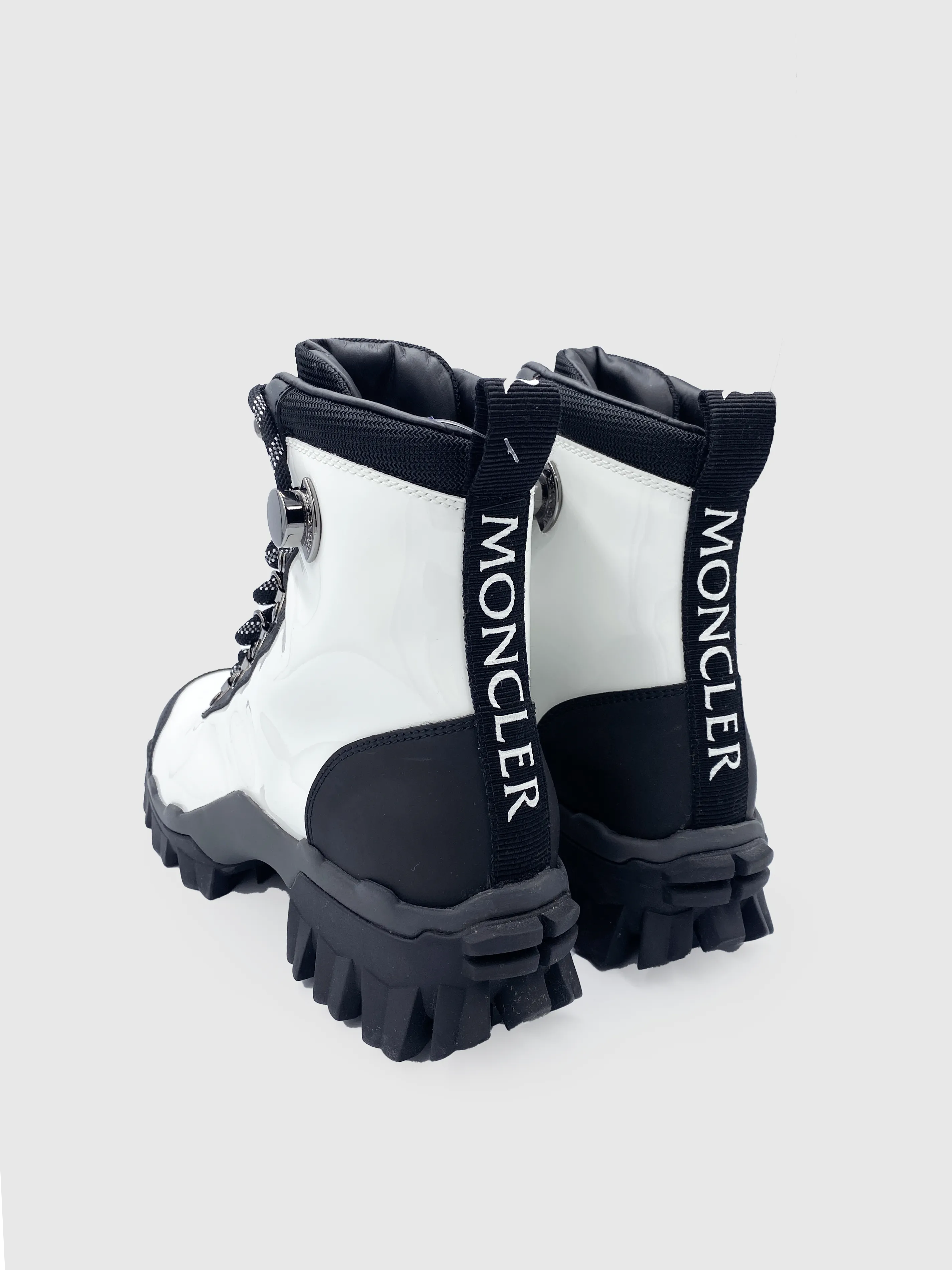Moncler Black&White Patent Helis Hiking Boots - Size 5