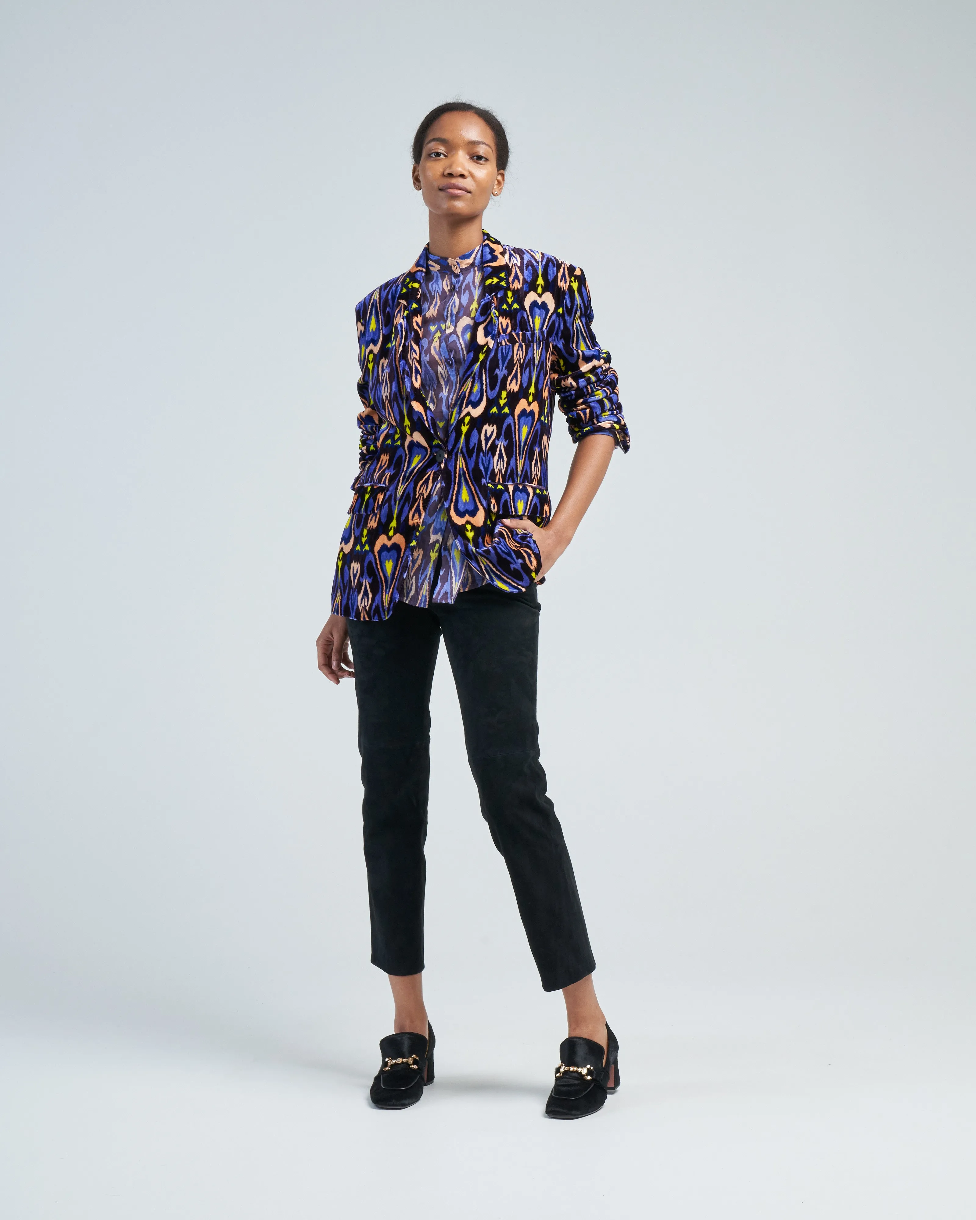 northern light print chic velvet jacket