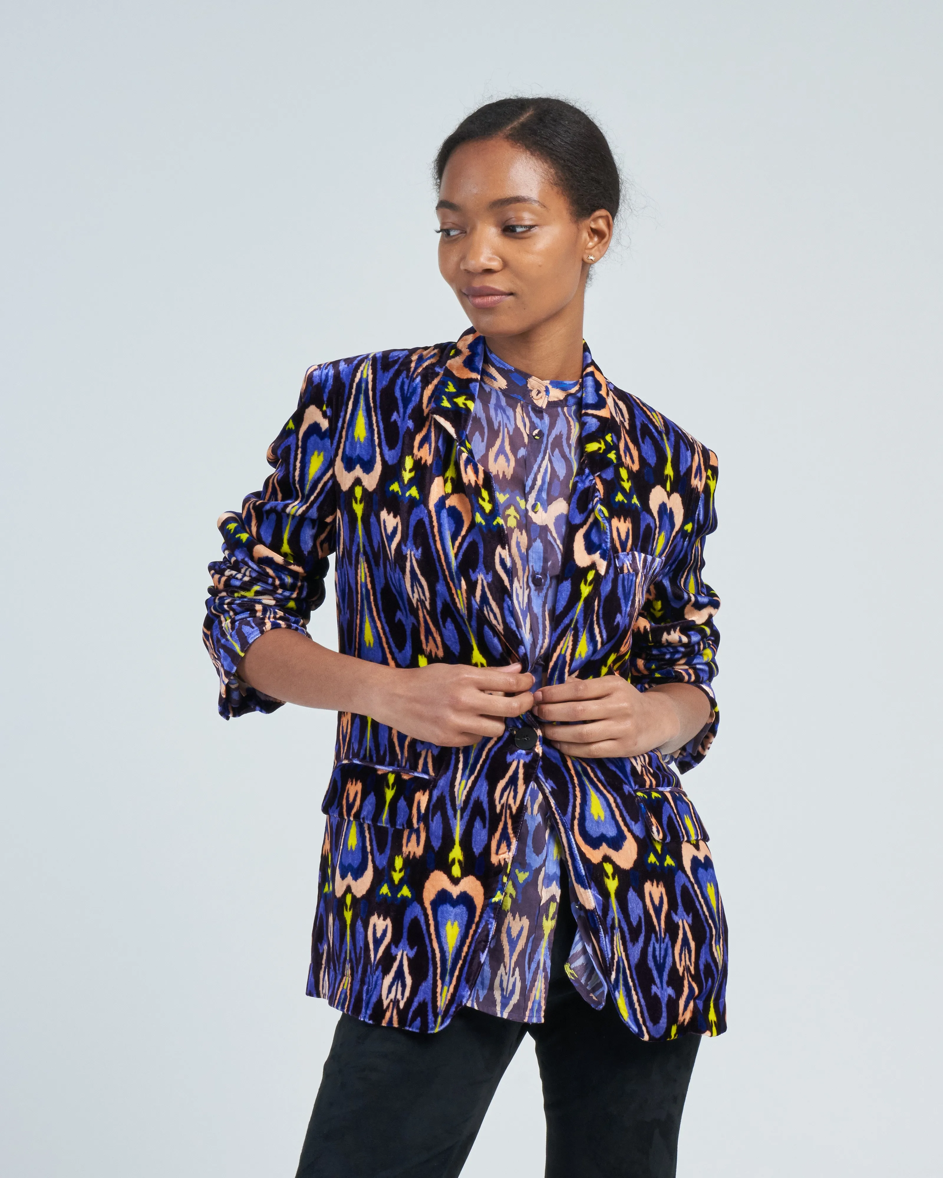 northern light print chic velvet jacket