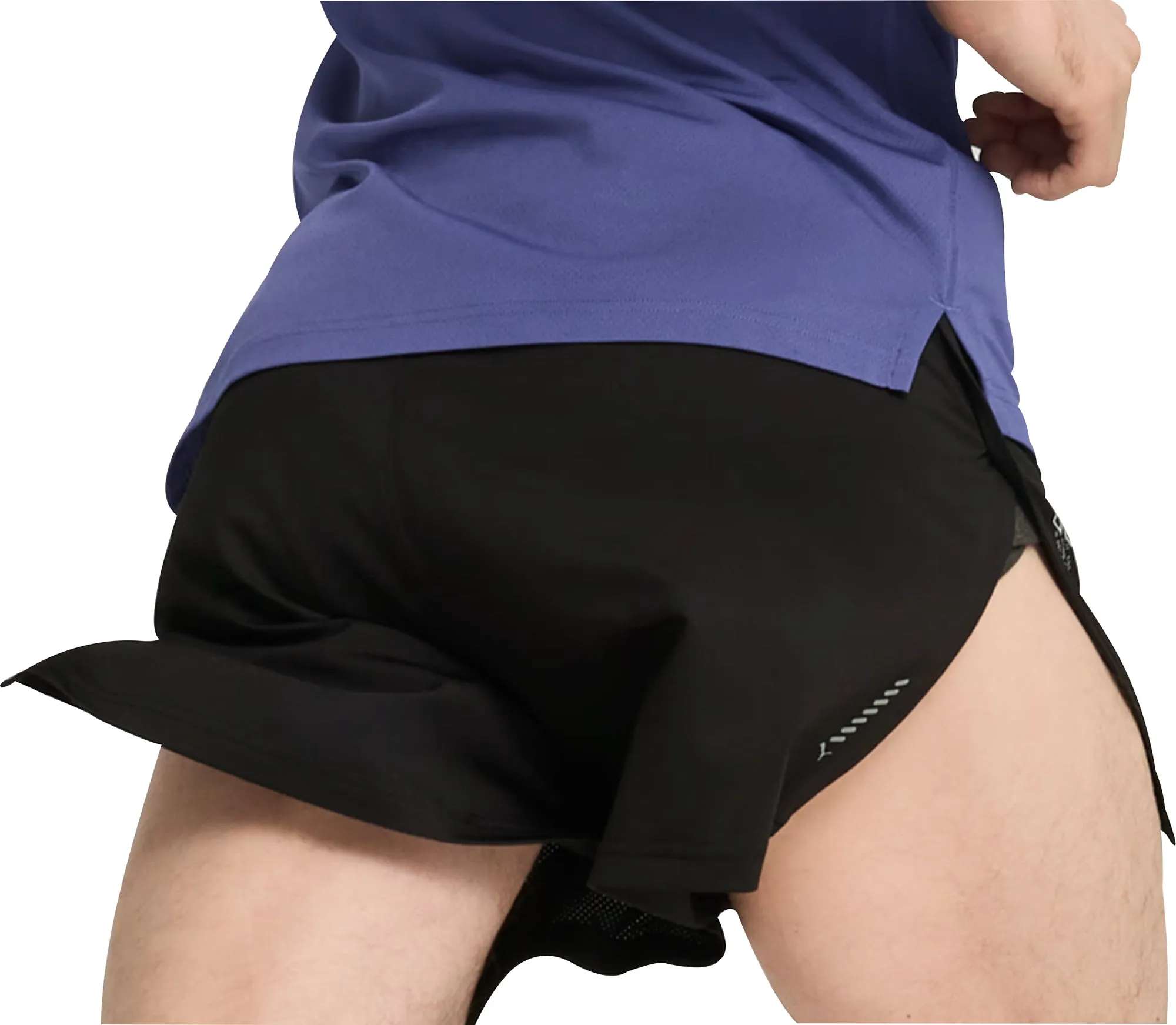 Puma Knit 3 Inch Mens Split Running Shorts - Black