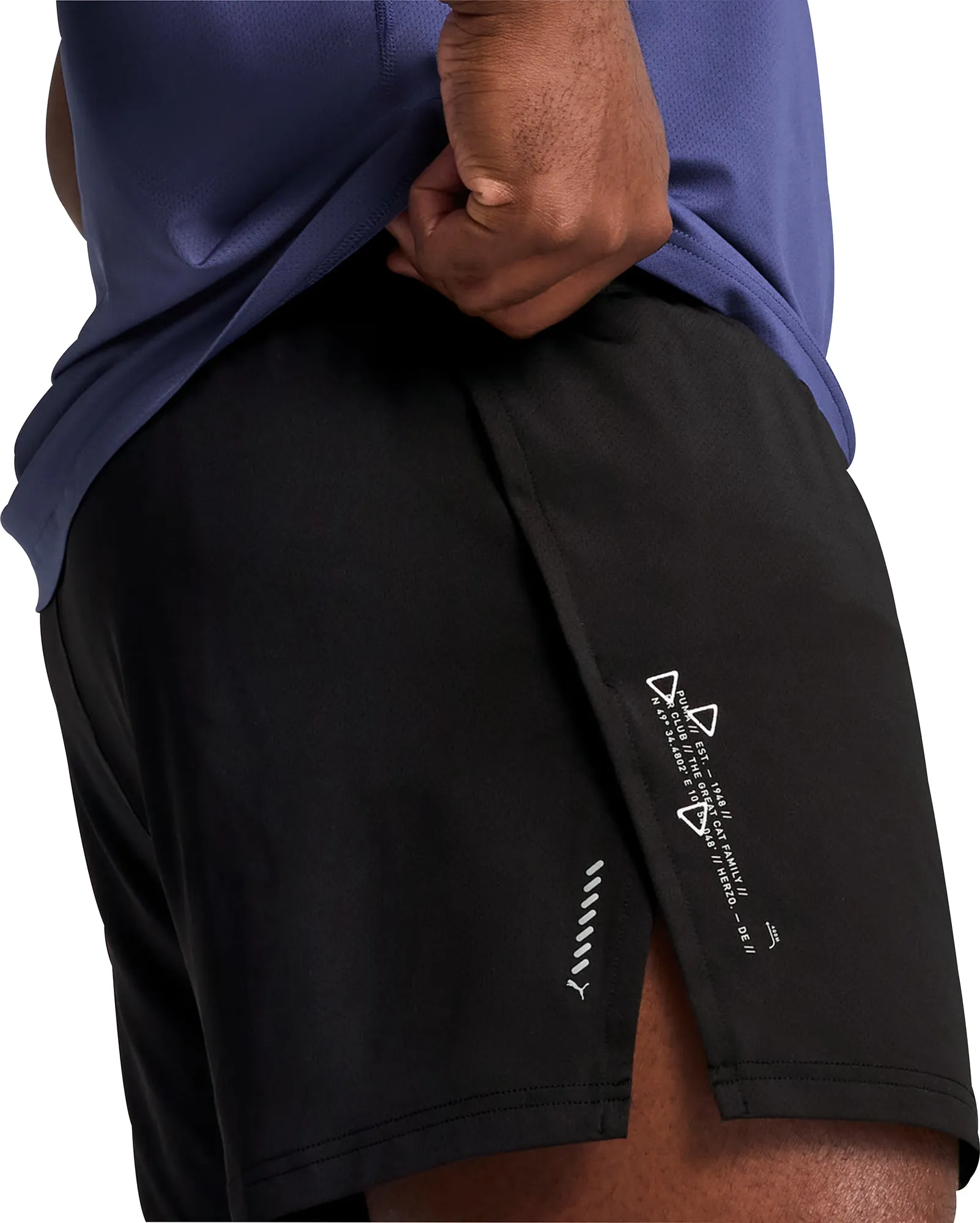 Puma Knit 3 Inch Mens Split Running Shorts - Black