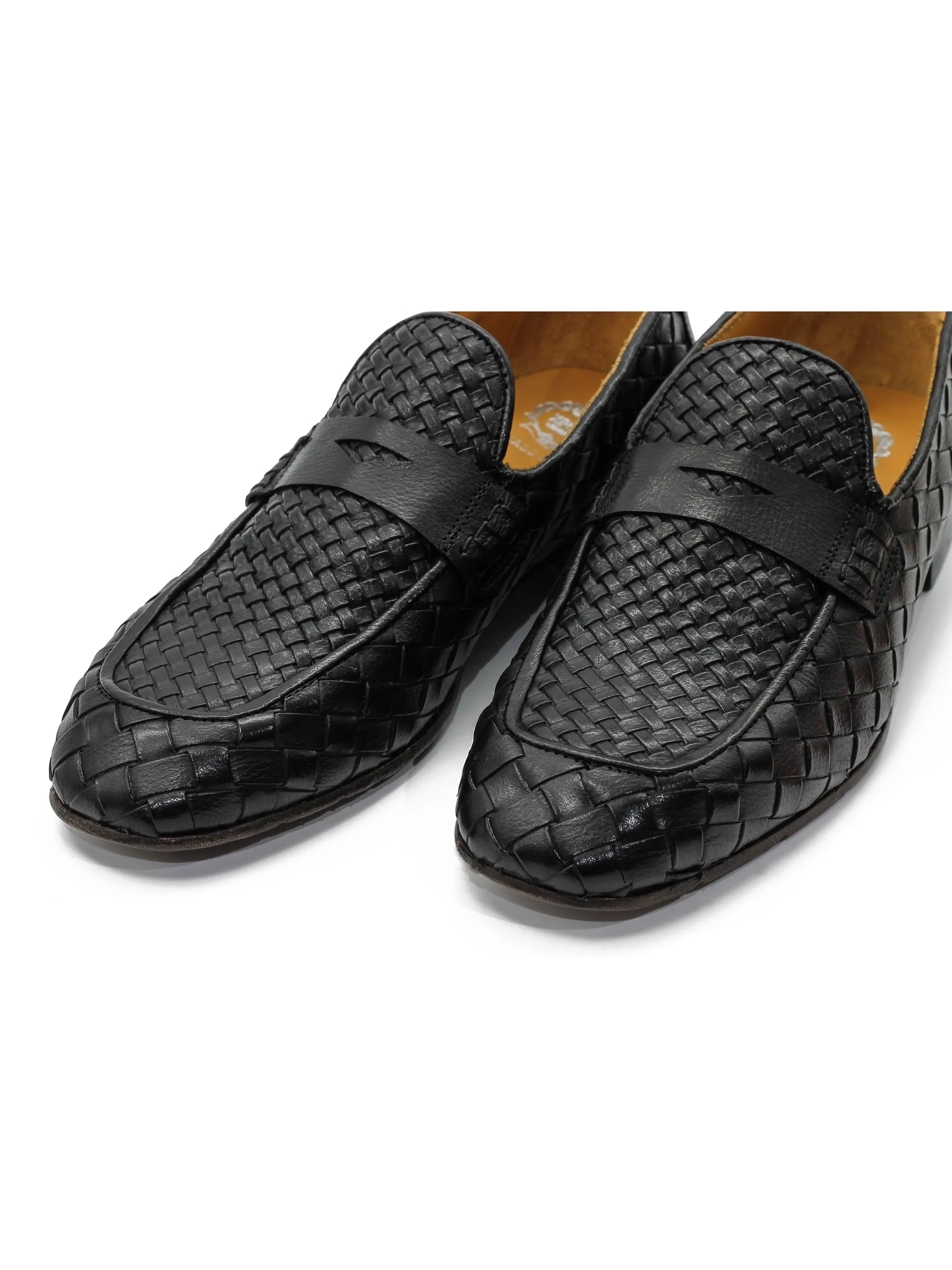 ROME 05 – BLACK ITALIAN CALF LEATHER WOVEN PENNY LOAFER