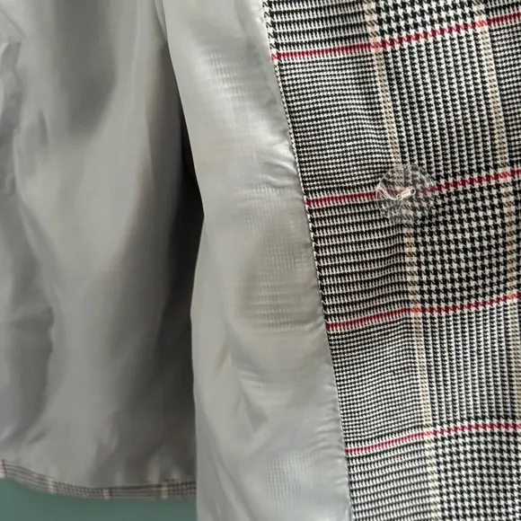 SEEK PLAID double breasted BLAZER Oversized boxy long jacket LF women’s S preppy