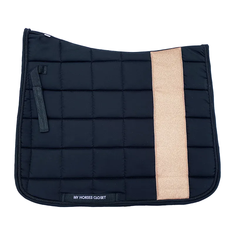 STRIPE Glitter Mesh Sparkly Dressage Saddle Pad Black Rose Gold
